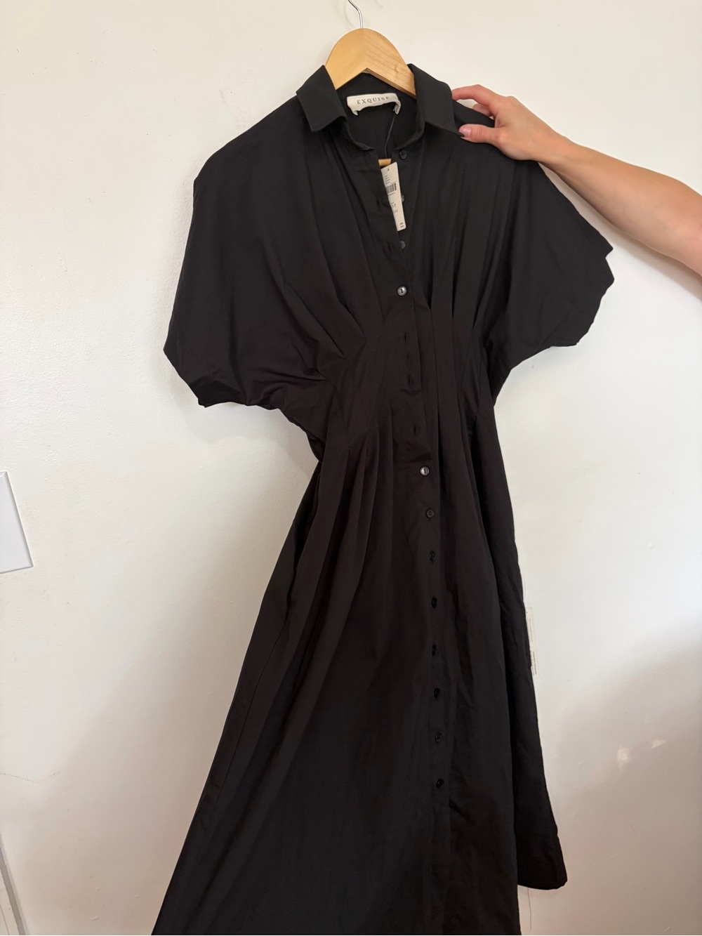 Anthropologie Black Button-Down Maxi Dress